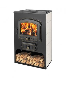 Печь-Камин ВЕЗУВИЙ ПК-03 (224) с плитой бежевый 12 кВт