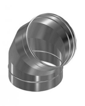 Колено нерж. (AISI 430/0,8мм) 45* 2-х секц. д.150