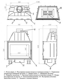 Каминная топка LK "ЭЛЬБРУС 800" (литьевой шамот)-foto2