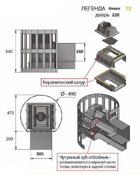 Банная печь Везувий Легенда Ковка 12 (220)-foto2