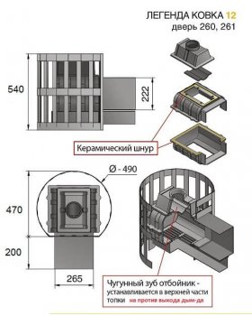 Банная печь Везувий Легенда Ковка 12 (260)-foto2