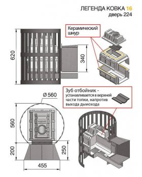 Банная печь Везувий Легенда Ковка 16 (224)-foto2
