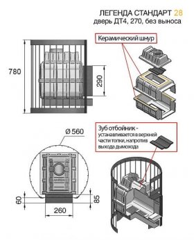 Банная печь Везувий Легенда Стандарт 28 (ДТ-4) без выноса-foto2