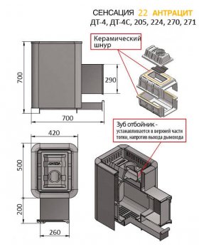 Банная печь Везувий Сенсация 22 Антрацит (ДТ-4)-foto2