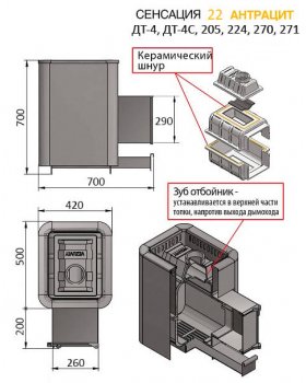 Банная печь Везувий Сенсация 22 Антрацит (ДТ-4С)-foto2