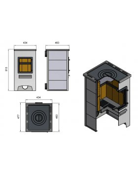 Печь-камин Etna (ДТ-4С) с плитой и теплообменником-foto2