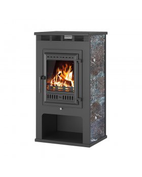 Печь-Камин ASTON 11кВт (180 м3) Ø 150мм (Чугунная дверь) Амфиболит