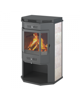 Печь-Камин ASTON 12 кВт (200 м3) Призматик с плитой