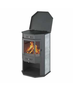 Печь-Камин ASTON 12 кВт (200 м3) Призматик с плитой (Талькохлорит)-foto2