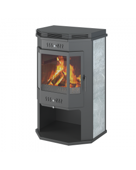 Печь-Камин ASTON 12 кВт (200 м3) Призматик с плитой (Талькохлорит)
