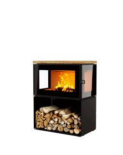 ПЕЧЬ-КАМИН КУБ 3С 800 на дровнике-foto4