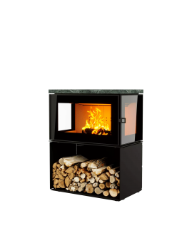 ПЕЧЬ-КАМИН КУБ 3С 800 на дровнике-foto2