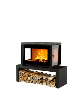 ПЕЧЬ-КАМИН КУБ 3С 800 на подиуме-foto2