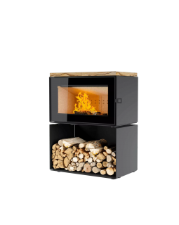 ПЕЧЬ-КАМИН КУБ 800 на дровнике-foto4