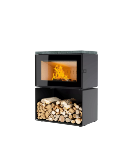 ПЕЧЬ-КАМИН КУБ 800 на дровнике-foto2