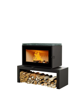 ПЕЧЬ-КАМИН КУБ 800 на подиуме-foto2