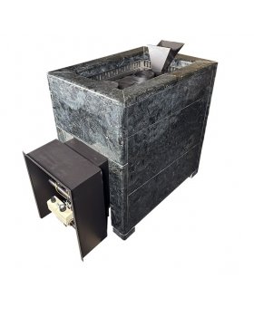 Чугунная Verona 18 ГАЗ Закрытая каменка Aisi-304 облицовка Пироксенит-foto3