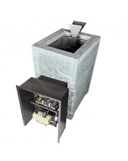 Чугунная печь Verona 18 ГАЗ Закрытая каменка Aisi-304 облицовка Талькохлорит-foto6