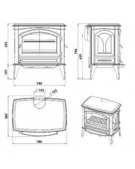 Печь-камин CHAZELLES Rustic Anthracite дровяная-foto2
