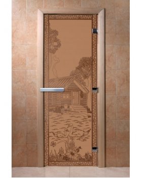 Дверь Банька в лесу бронза матовая