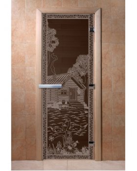 Дверь Банька в лесу графит