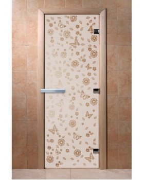 Цветы и бабочки сатин