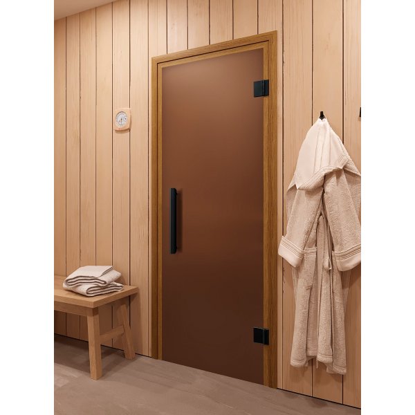 Стеклянная дверь для бани и сауны Фаворит BLACK бронза матовая