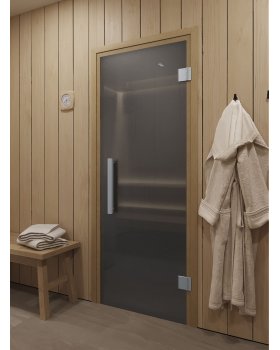 Стеклянная дверь для сауны и бани Фаворит графит прозрачный