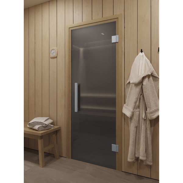 Стеклянная дверь для сауны и бани Фаворит графит прозрачный