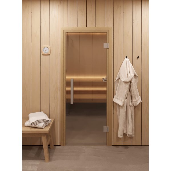 Стеклянная дверь для сауны и бани Фаворит прозрачное бесцветное