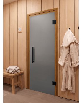 Стеклянная дверь для сауны и бани Фаворит BLACK сатин