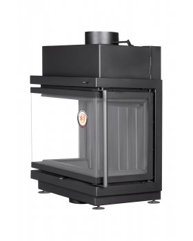 Каминная топка Экокамин АЛЬФА 700 три стекла черный шамот подовая