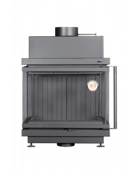 Каминная топка Экокамин АЛЬФА 700 три стекла черный шамот подовая-foto2