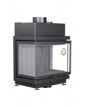 Каминная топка Экокамин АЛЬФА 700 три стекла черный шамот подовая-foto3