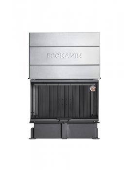 Каминная топка Экокамин ДЕЛЬТА 1000 BV три стекла принтинг черный шамот, вертикальная ламель-foto2