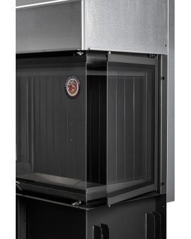 Каминная топка Экокамин ДЕЛЬТА 1000 BV три стекла принтинг черный шамот, вертикальная ламель-foto7