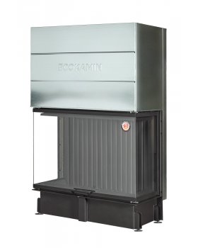 Каминная топка Экокамин ДЕЛЬТА 1200х800х450 PB три стекла подовая черный шамот