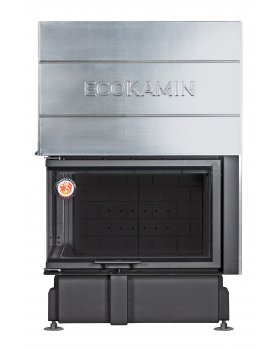 Каминная топка Экокамин ДЕЛЬТА 800 LPB два стекла левая принтинг подовое горение черный шамот-foto2