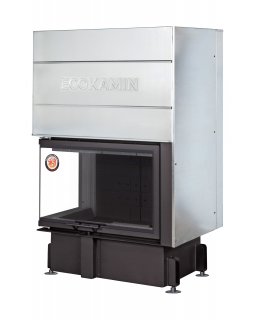 Каминная топка Экокамин ДЕЛЬТА 800 LPB два стекла левая принтинг подовое горение черный шамот-foto3