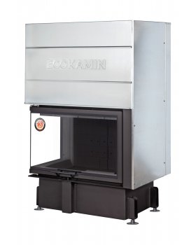 Каминная топка Экокамин ДЕЛЬТА 800 LPB два стекла левая принтинг подовое горение черный шамот-foto3