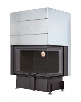 Каминная топка Экокамин ДЕЛЬТА 800 RPB два стекла правая принтинг подовое горение черный шамот Каминная топка Экокамин ДЕЛЬТА 800 RPB два стекла правая принтинг подовое горение черный шамот