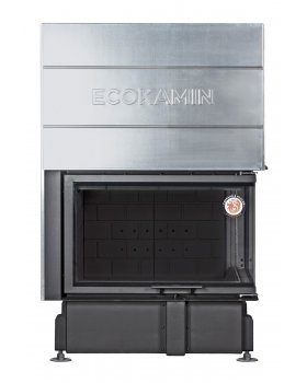 Каминная топка Экокамин ДЕЛЬТА 800 RPB два стекла правая принтинг подовое горение черный шамот-foto2
