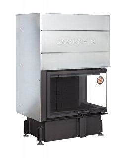 Каминная топка Экокамин ДЕЛЬТА 800 RPB два стекла правая принтинг подовое горение черный шамот-foto3