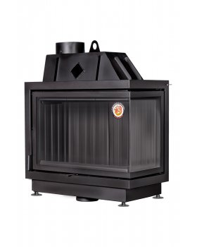 Каминная топка Экокамин Альфа 800 RB два стекла правая черный шамот