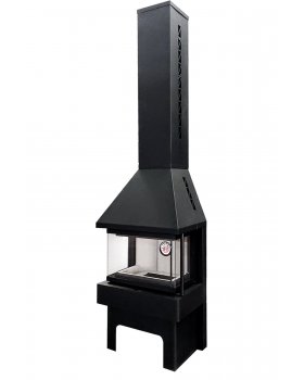 Камин БАВАРИЯ ТРИ СТЕКЛА NEW черный