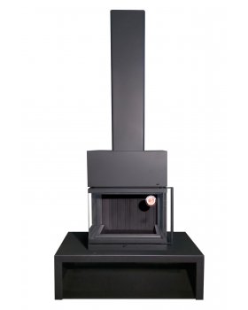 Камин МАДРИД на дровнике Гигант центральный черный шамот подовый