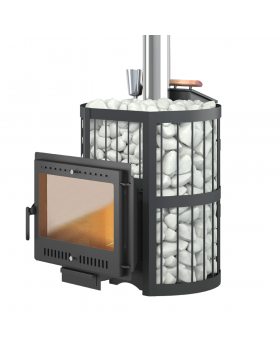 Чугунная печь для бани ЭТНА 24 (Панорама) "М" Закрытая каменка, Стандарт