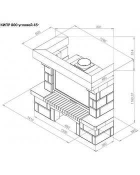 Каминная облицовка ЕВРОПЕЙСКИЕ КАМИНЫ Кипр 800 угловая 45, темный орех-foto2
