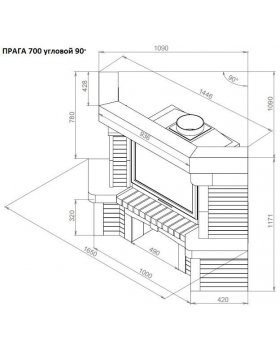 Каминная облицовка ЕВРОПЕЙСКИЕ КАМИНЫ Прага пристенный/угловой (45°/90°); 700/800-foto6
