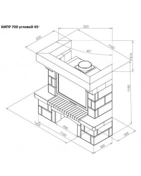 Каминная облицовка ЕВРОПЕЙСКИЕ КАМИНЫ Кипр 700 угловой (45°), темный орех-foto2